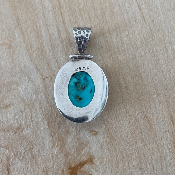 Turquoise and Silver Necklace Pendant - Picture 2 of 3